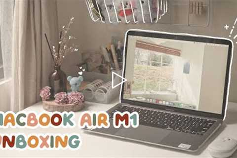 MACBOOK AIR M1 RELAXING UNBOXING 🥞 accessories & decor | Indonesia