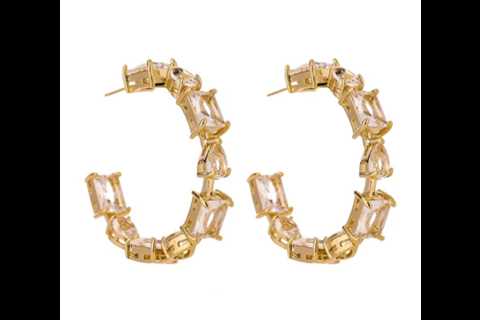 Gold Crystal Hoop Earrings for Ladies in Gold for $70