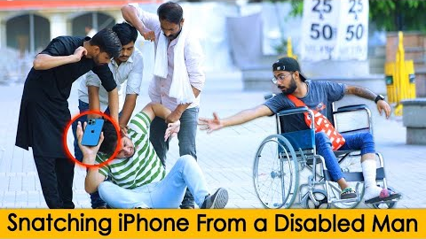 SNATCHING IPHONE 13 PRO MAX FROM A DISABLED MAN @Crazy Prank TV