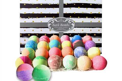 Bathtub Bombs Present Set for Ladies and Males. 24 Luxurious Bathtub Bombs Individually Wrapped..