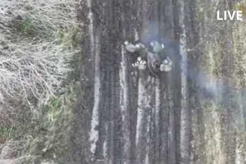 Ukraine war-Ukrainian drone targetting Russian troops with their grenades | Drone footage