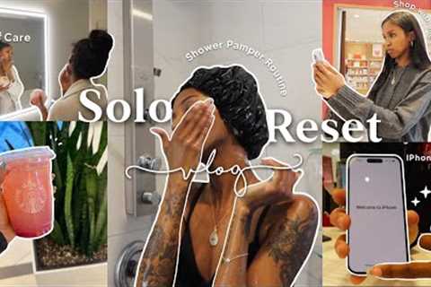 SOLO RESET VLOG | getting my new iPhone 14 pro, shop with me, shower pamper routine 💦