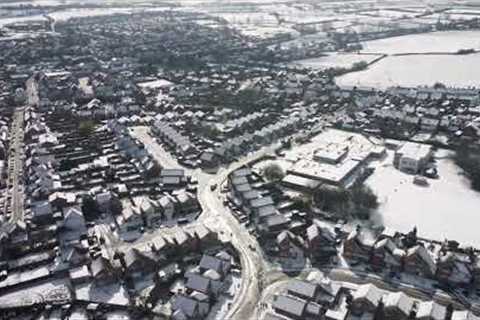 RW Aerial Photography  snowy flight over fleckney village, 10/03/23