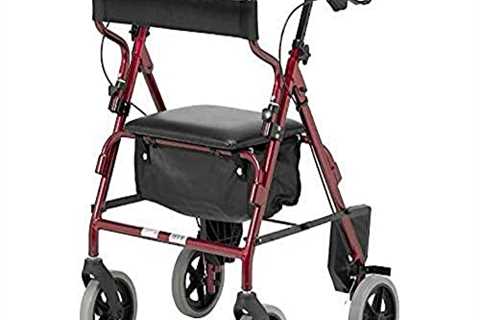 Burgundy Rollator with Foot Rest and Basket