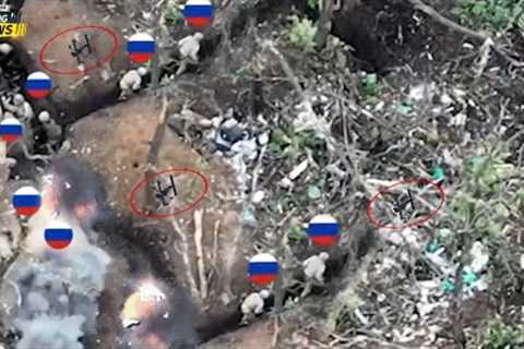 Total Ambush!!! 10 Ukrainian FPV Kamikaze Drones Strikes 190 Russian Soldiers In Trenches