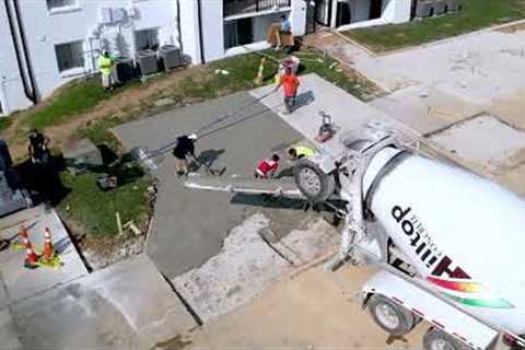 Ron Shuller''s Cincinnati Drone Services - Drone Footage Of Pouring Concrete In Parking Lot