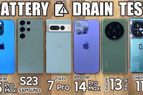 iPhone 15 Pro Max vs Samsung S23 Ultra / Xiaomi 13 Ultra / Google Pixel 7 Pro - BATTERY DRAIN TEST!
