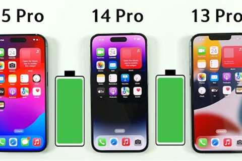 iPhone 15 Pro vs 14 Pro vs 13 Pro Battery Test | iOS 17 BATTERY TEST