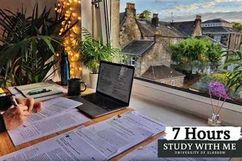 7 HOUR STUDY WITH ME | Background noise, 10 min Break, No music, Study with Merve