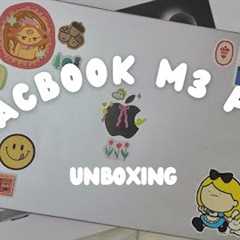 macbook m3 pro unboxing ✨ accessories & DIY case with aesthetic stickers✨| myn_life_