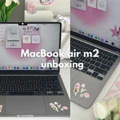 MacBook Air m2 unboxing 💻 setup, aesthetic customizing and decorating (asmr)