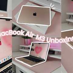 Macbook Air M3 (2024) Aesthetic Unboxing + Setup + Customization 📦✨💻 | 13 Starlight MacBook Air M3