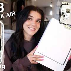 MACBOOK AIR M3 UNBOXING 🤍💻 | 13 inch midnight black, set up, customization & widgets!