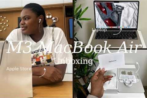 New Laptop UNBOXING + Setup 💻 | M3 MacBook Air | Apple Store Shopping Vlog