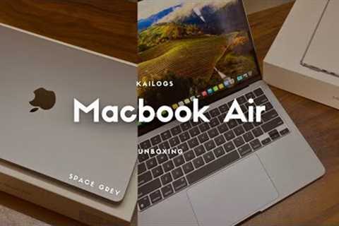 Apple MacBook Air M2 Space Gray Cozy Unboxing aesthetic (Apple Magic Keyboard) 2025